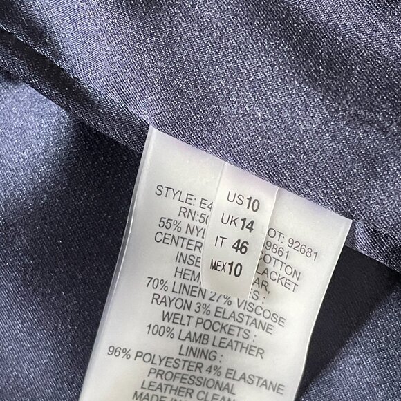 Elie Tahari Black Blazer Jacket Leather Trimmed Linen/Cotton- Size 10 - Picture 9 of 12